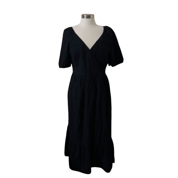 LOFT Flounce Puff Sleeve Midi Dress Size 14 - Picture 2 of 6